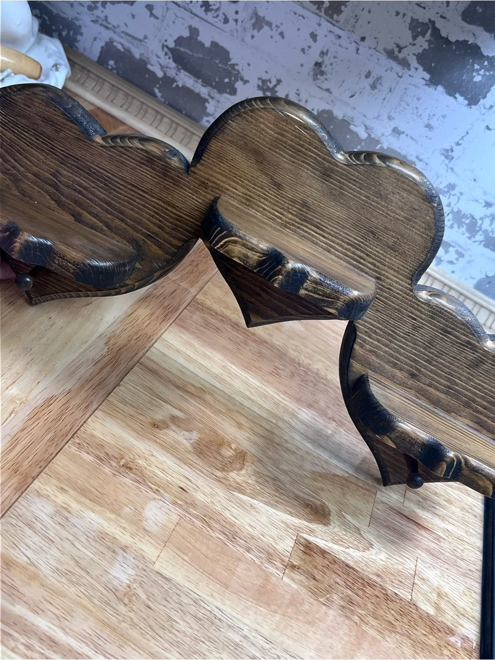 Rustic Wooden Heart Shelf - Dark Stain